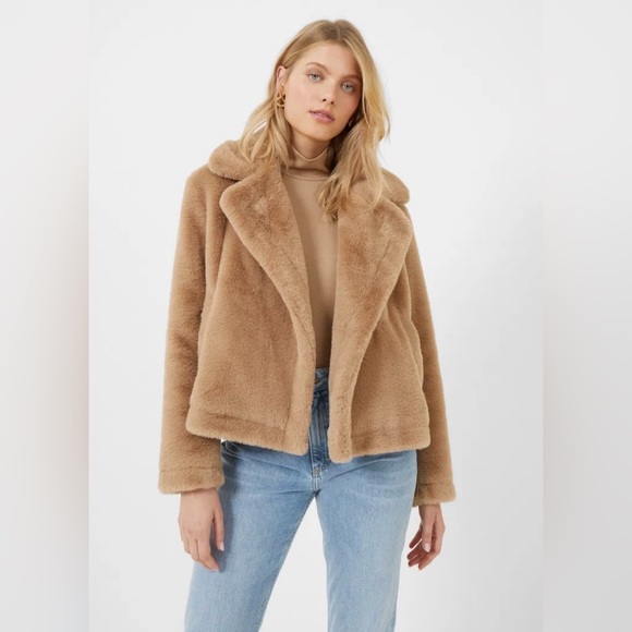 French Connection Camel Teddy Jacket, NWT, Vegan Fur Coat, XS - Picture 9 of 13